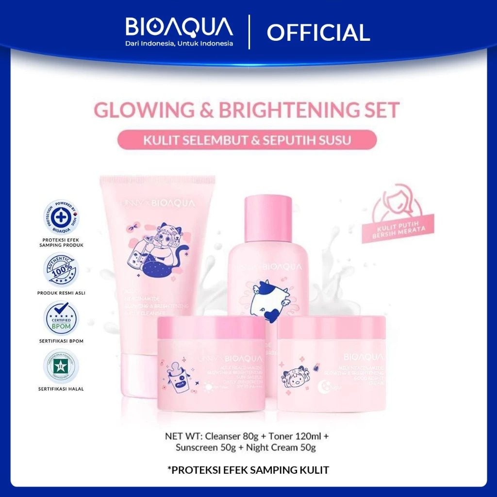 Bioaqua Milk Niacinamide Glowing & Brightening Tea Tree Acne Barrier Set | Children's Skincare | Kids…