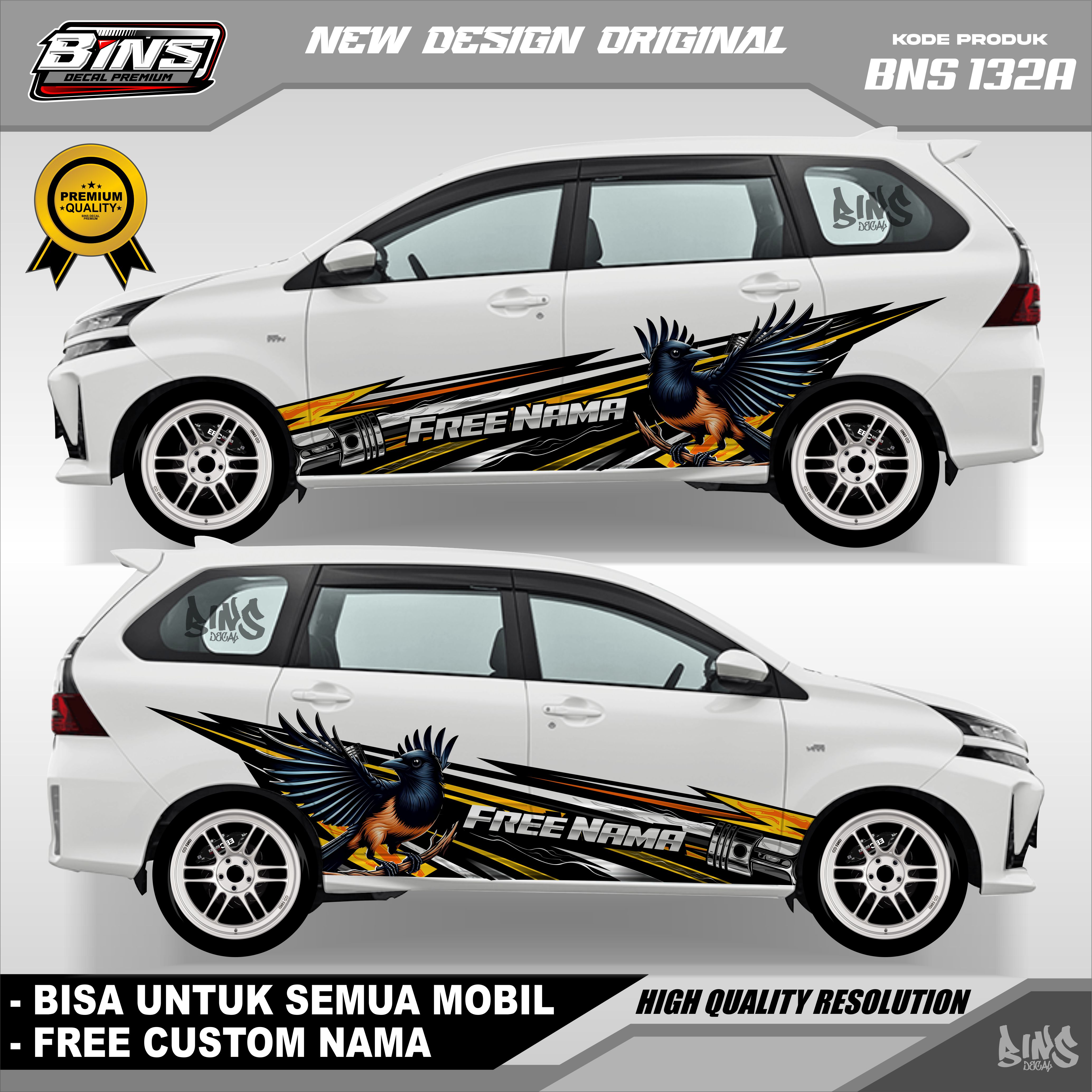 BNS132-STIKER DECAL MOBIL CALYA SIGRA INOVA AVANZA BRIO JAZZ XPANDER GRATIS CUSTOM NAMA Harga 125,999 rupiah*Gratis Ongkir