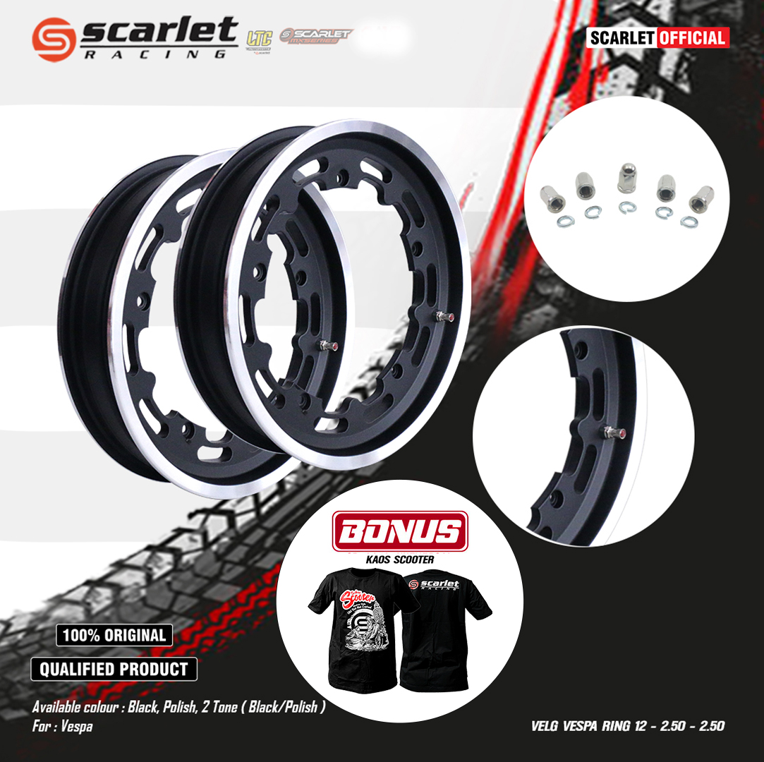 Scarlet Racing - Vespa Ring 12 Alloy Rim Wheels Harga 2,400,000 rupiah*Gratis Ongkir