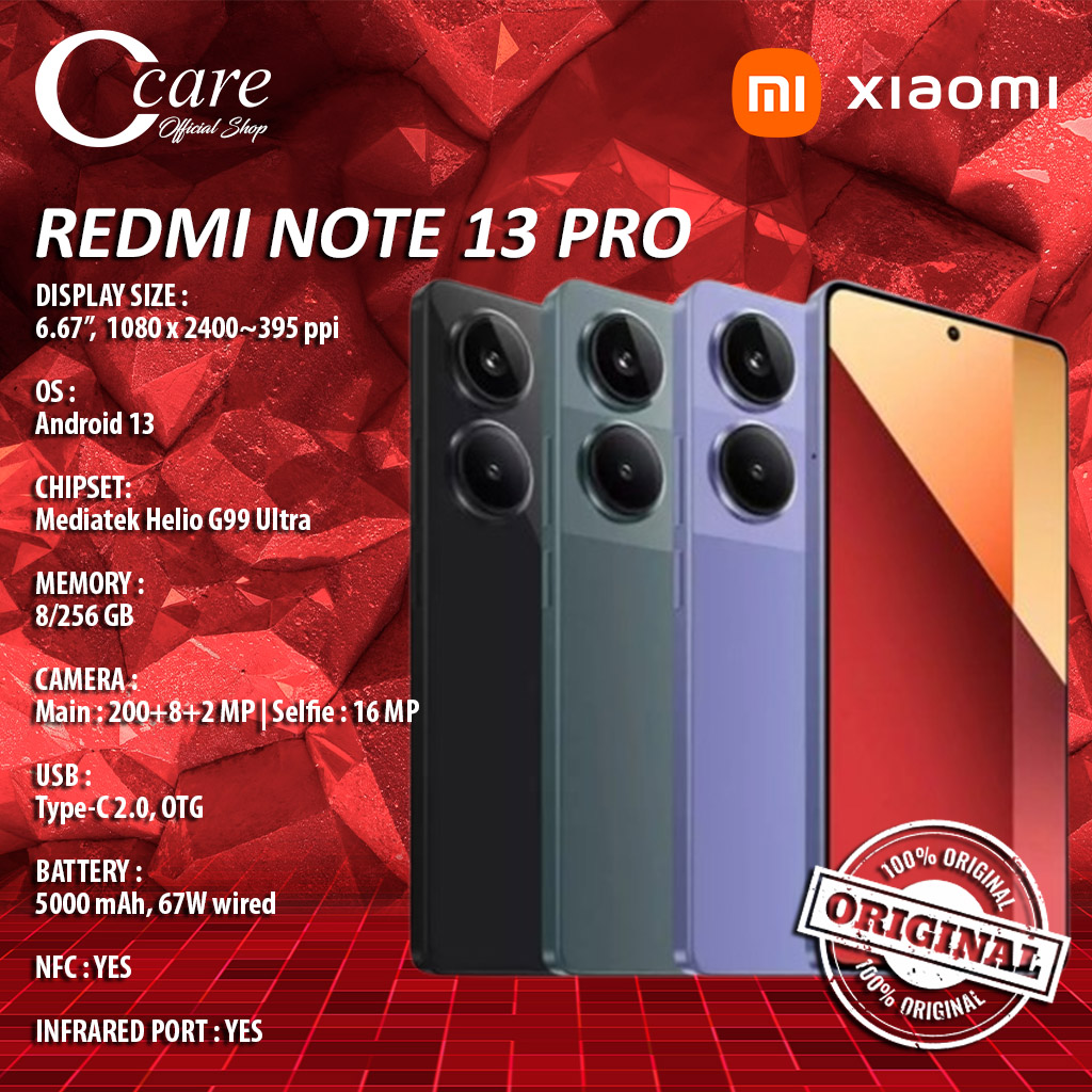 XIAOMI REDMI NOTE 13 PRO 8/256GB (GARANSI RESMI) Harga 3,824,000 rupiah*Gratis Ongkir