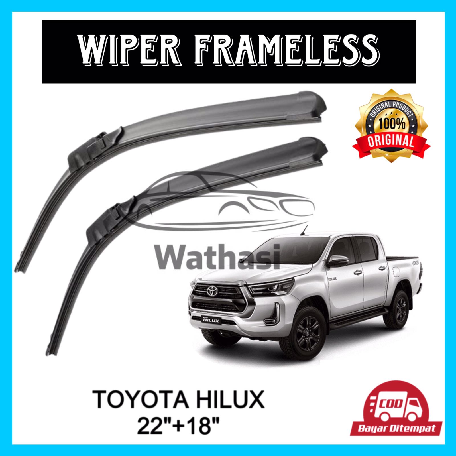 1 Set Wiper Frameless Full Karet Anti Baret Toyota Hilux Wathasi Harga 60,200 rupiah*Gratis Ongkir