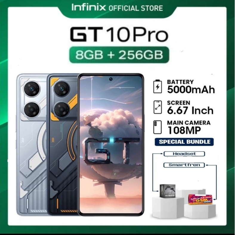 INFINIX GT 10 PRO 5G 8/256GB NFC Mediatek Dimensity 8050 - Garansi Harga 2,600,000 rupiah*Gratis Ongkir