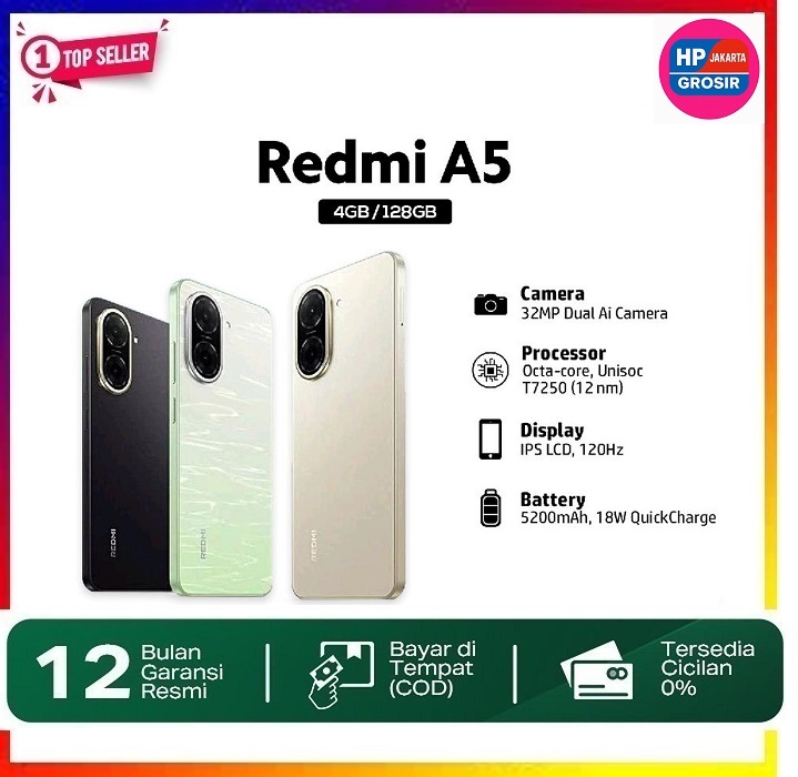 Xiaomi Redmi A5 (4+128) Mobile Phone 32Mp Camera | 6.88 Inch Screen | 5200Mah Battery Harga  998,580 Ringgit*Penghantaran Percuma