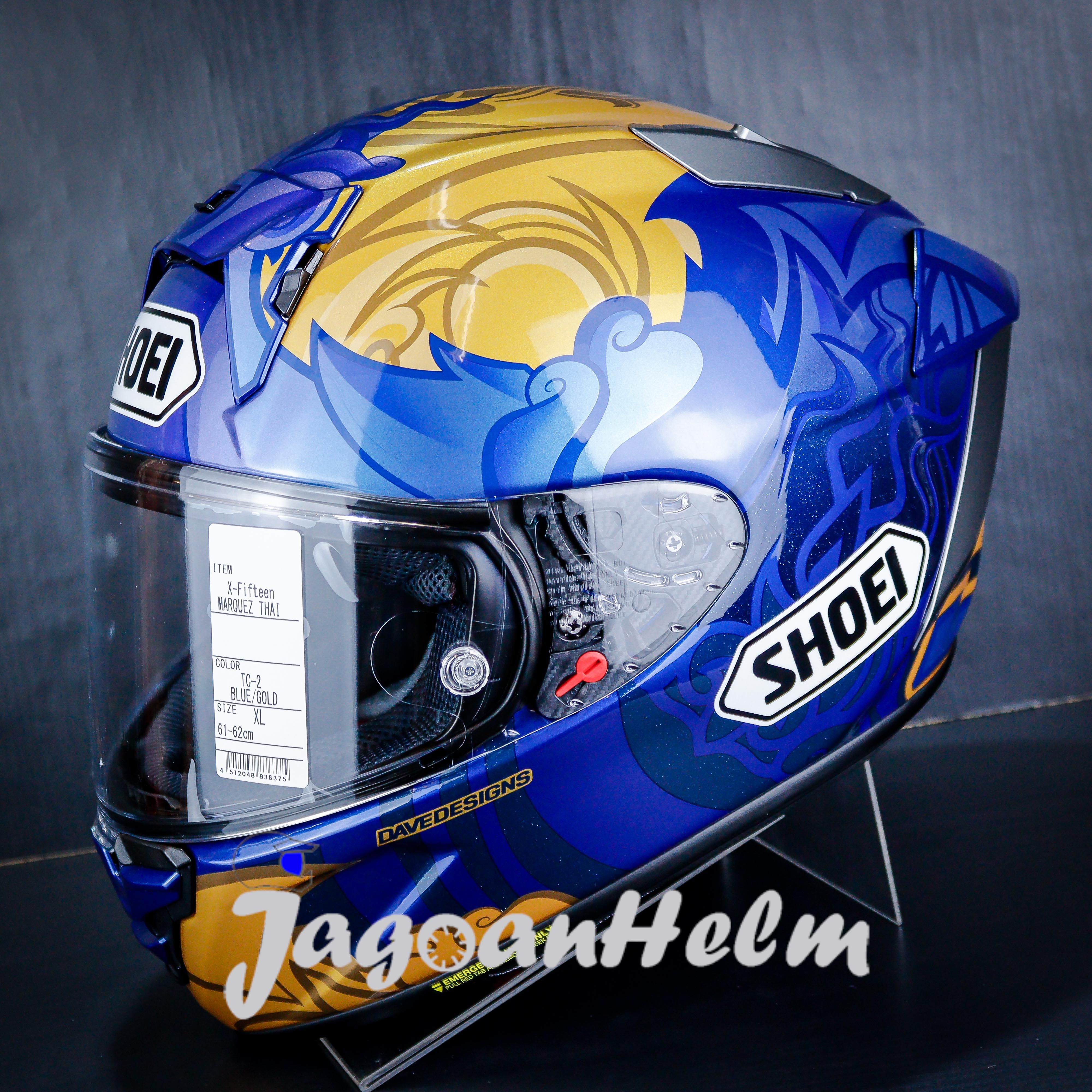 SHOEI HELM X15 MARQUEZ THAILAND TC2 | BLUE GOLD | XFIFTEEN SNI Harga 15,570,500 rupiah*Gratis Ongkir