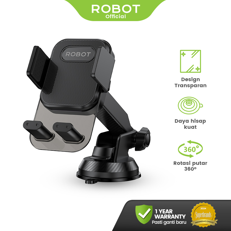 ROBOT Center Console Car Holder Mobil Transparant Design Rotasi 360 Derajat Suction Cup Phone Holder Mobil Penyangga HP Mobil RT-CH18S Original - Garansi 1 Tahun Harga 86,999 rupiah*Gratis Ongkir