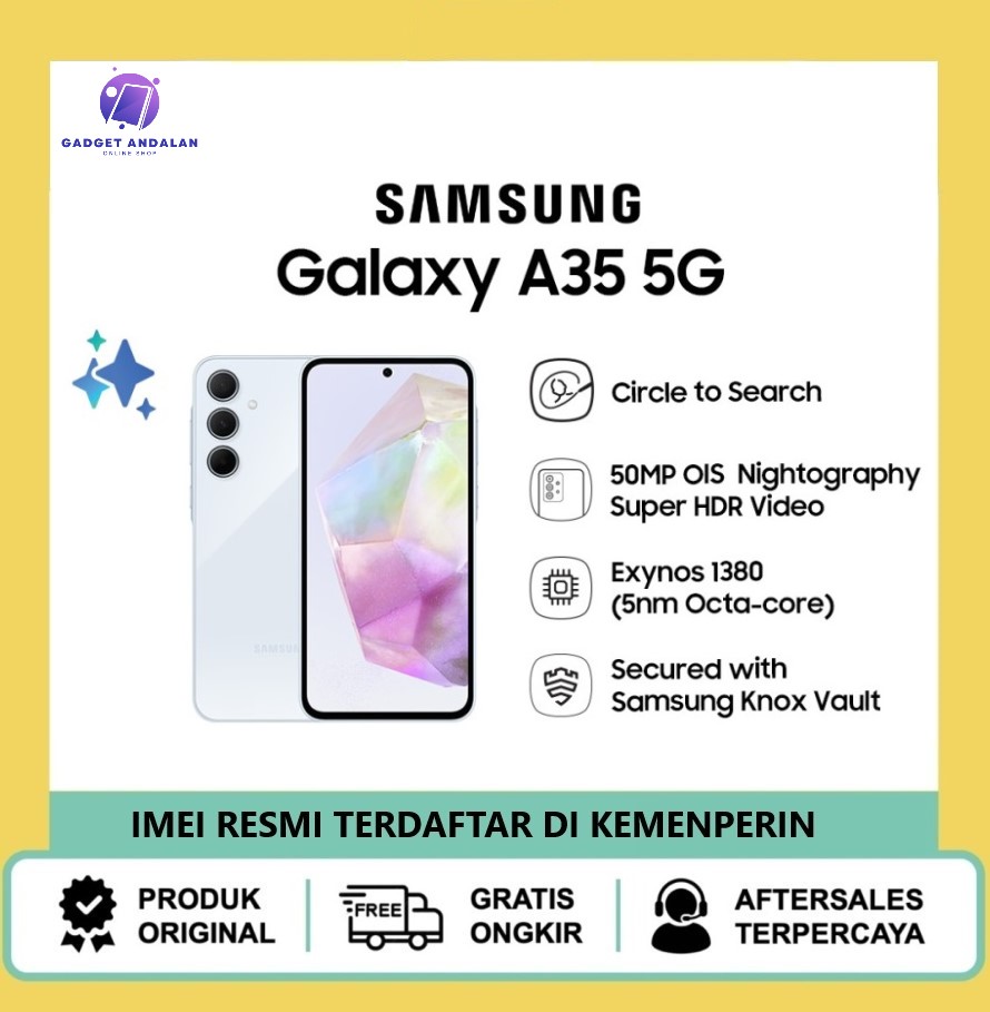 Samsung Galaxy A35 5G 8/256GB - NFC | Super AMOLED 120Hz | 50MP Camera + OIS | Harga  3,822,000 Ringgit*Penghantaran Percuma
