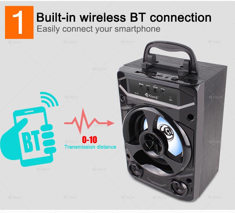 Kisonli KK-02 Speaker Wireless Bluetooth Speaker with LED Light with Phone Holder Option on Top 11 49c356ebce7ad2cd0b8990f8f9088863