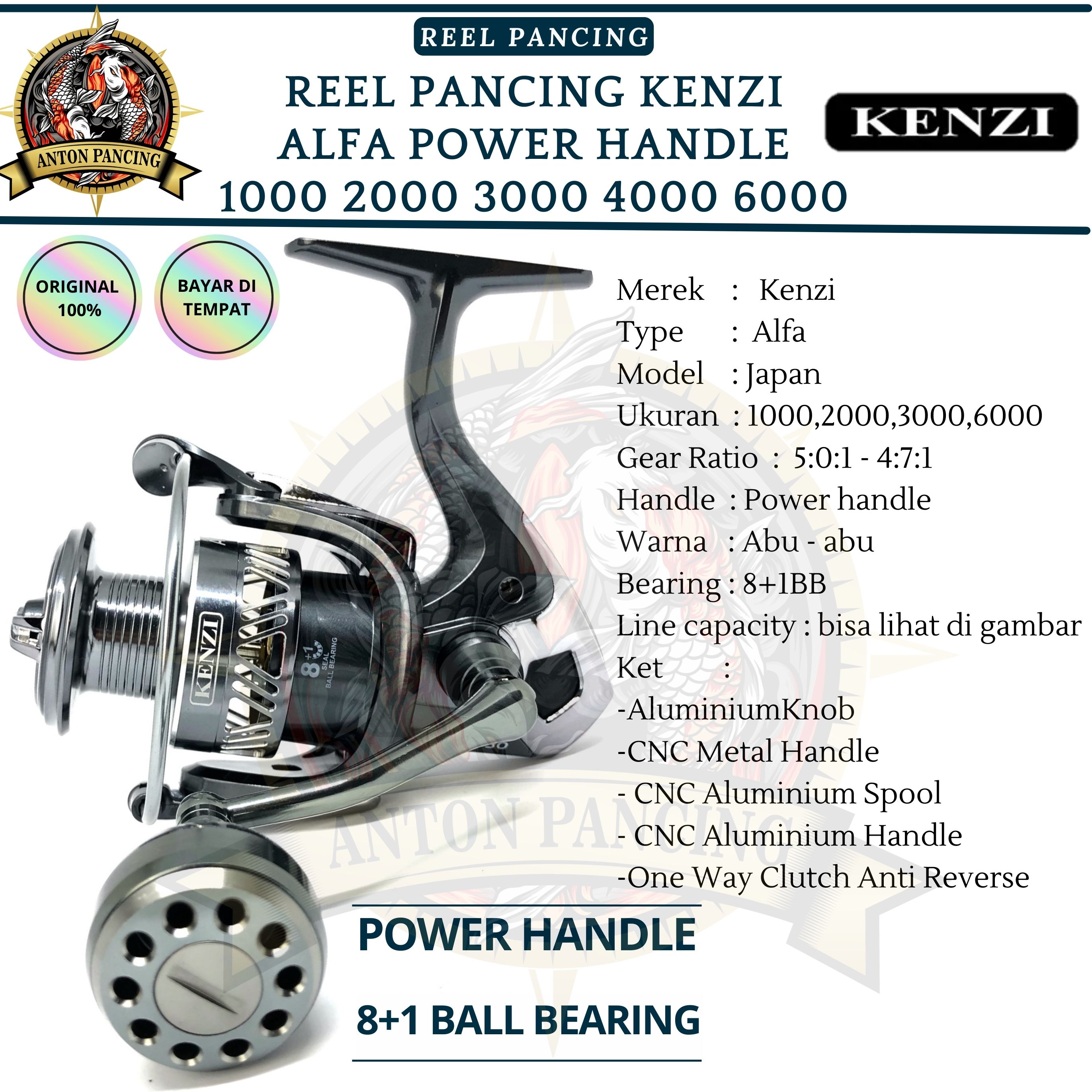 Jual Reel Kenzi Power Handle Full Metal Terbaru - Jan 2024