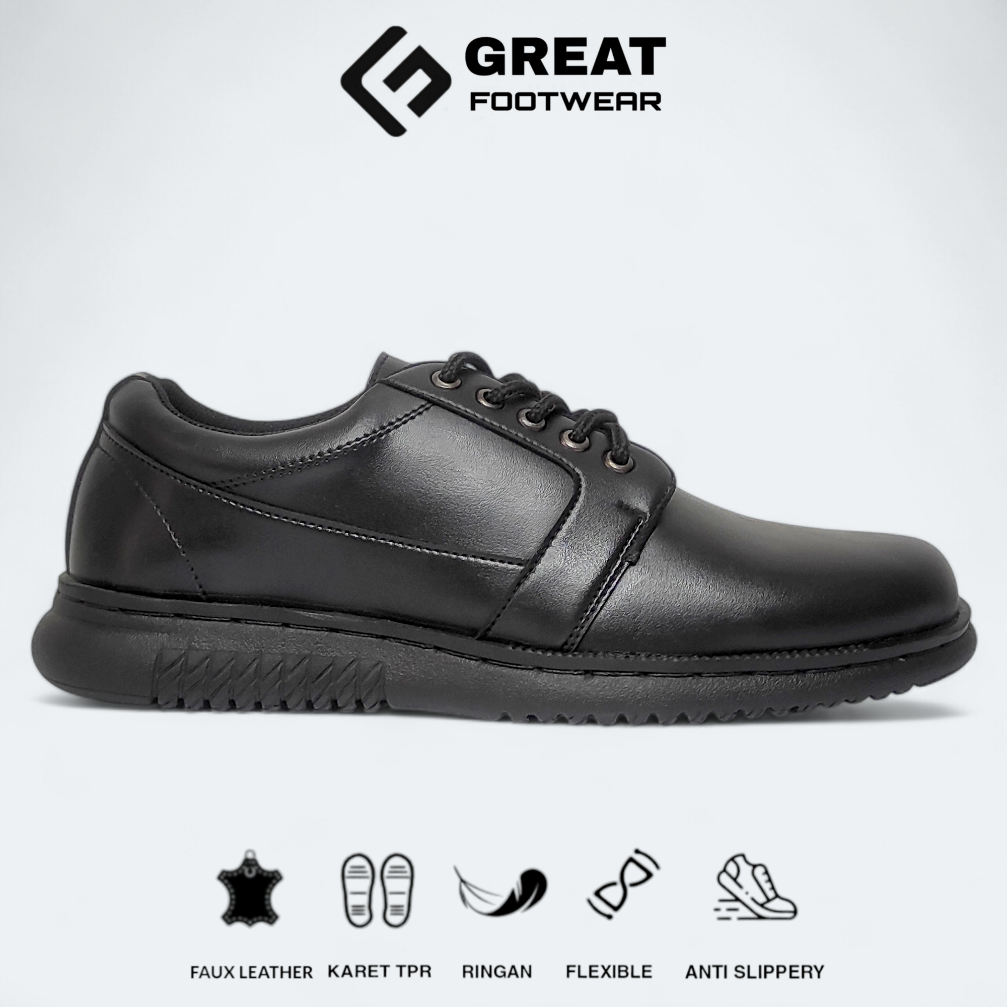GREAT FOOTWEAR Sepatu Sneakers Pria Sepatu Oxford Pria Hitam Pantofel Pria  Formal Sepatu Kerja Kantor Sekolah Sepatu Casual Formal Pria Termurah