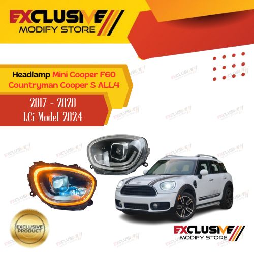 Mini Cooper F60 Countryman Cooper (2017 - 2023) S All4 upgrade headlamp LCI 2024 styling facelift bi-led untamed edition Harga 14,350,000 rupiah*Gratis Ongkir