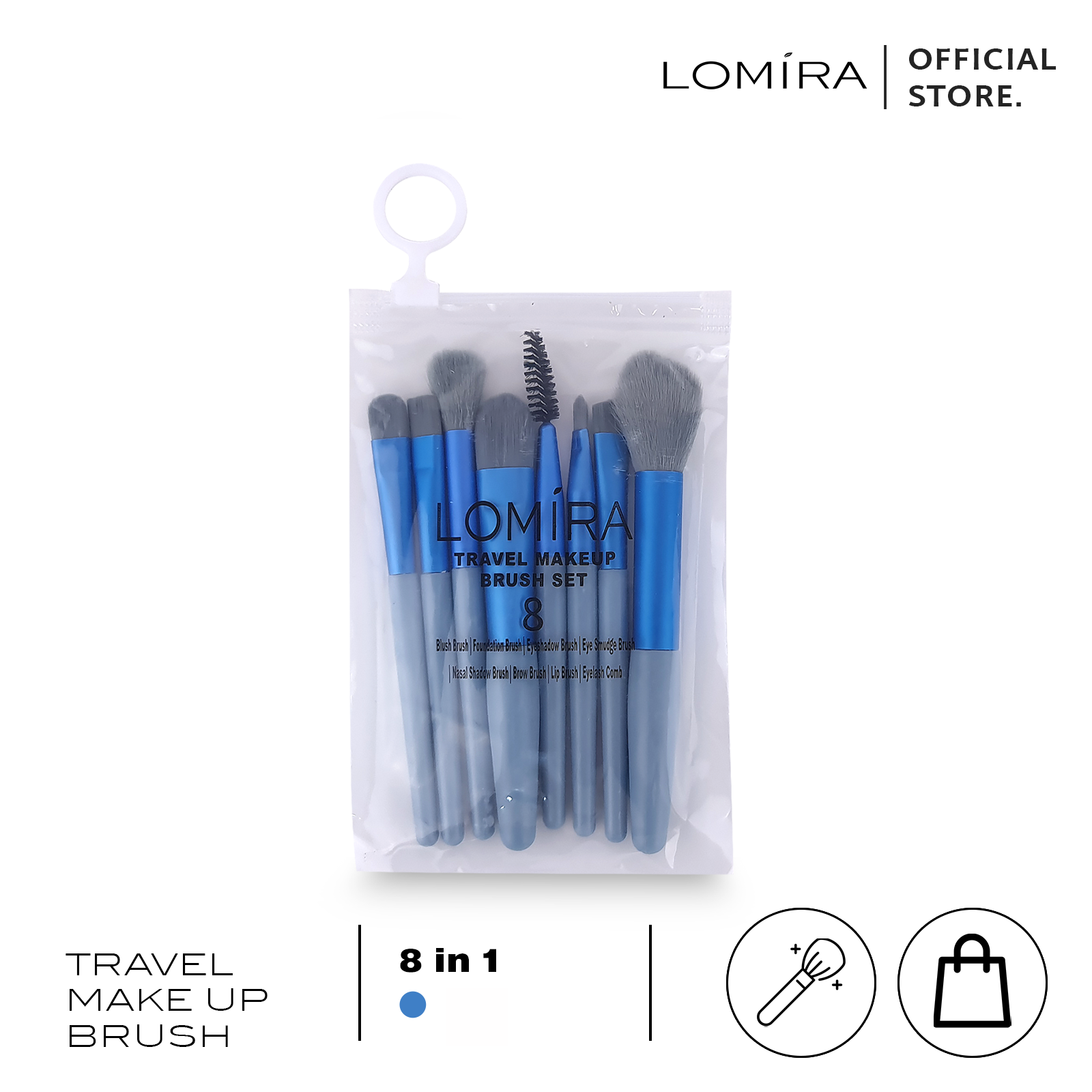 LOMIRA Travel Make Up Brush Kuas Kosmetik Set in Cosmetic BPOM