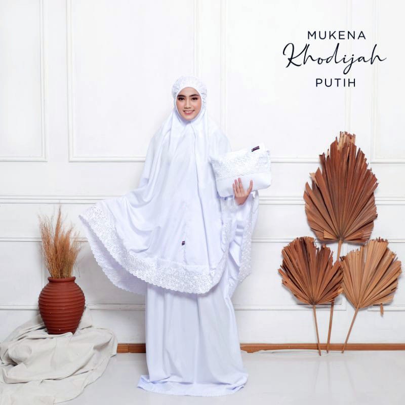 mukena putih dewasa siti khadijah terbaru free tas dan tasbih