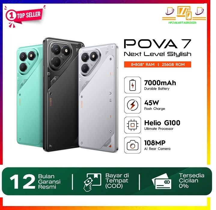 Tecno Pova 7 - 8+8Gb*/256Gb, 7000Mah + 45W, Mediatek Helio G100 Ultimate Harga 2,200,000 Ringgit*Penghantaran Percuma