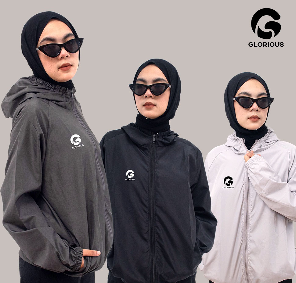 Jaket Olahraga Sauna / Jaket Lari / Jaket Jogging / Jaket Sepeda Paarasut  Glorious - Merek Glorious Harga 53,900 rupiah*Gratis Ongkir