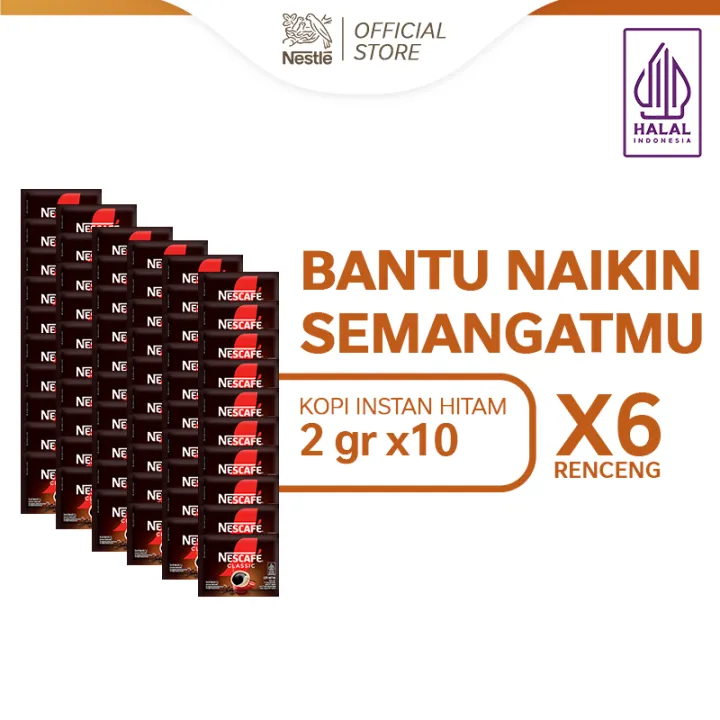 NESCAFE CLASSIC Kopi Instan Kopi Hitam 10x2gr x6 [Renceng] Harga 69,571 rupiah*Gratis Ongkir
