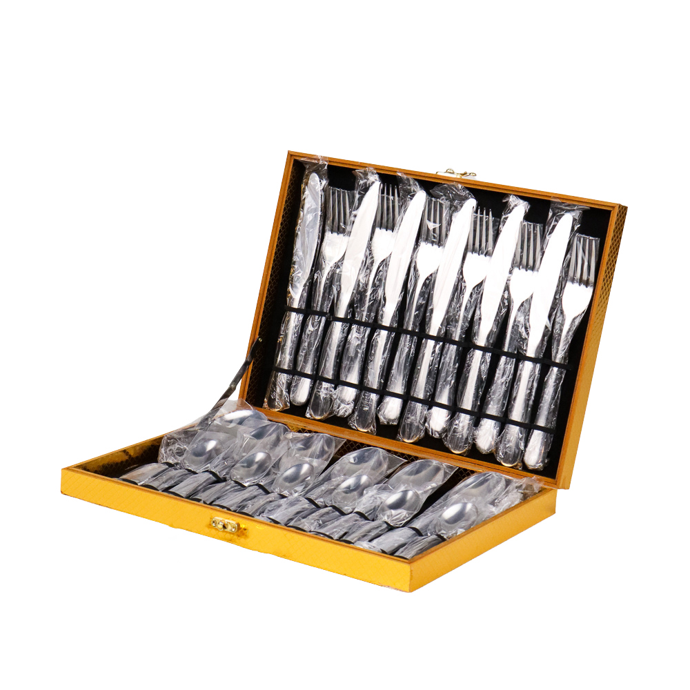 set alat makan Perlengkapan Makan Sendok Garpu Pisau Sendok Teh Classic Mewah Silver Stainless Steel 2…