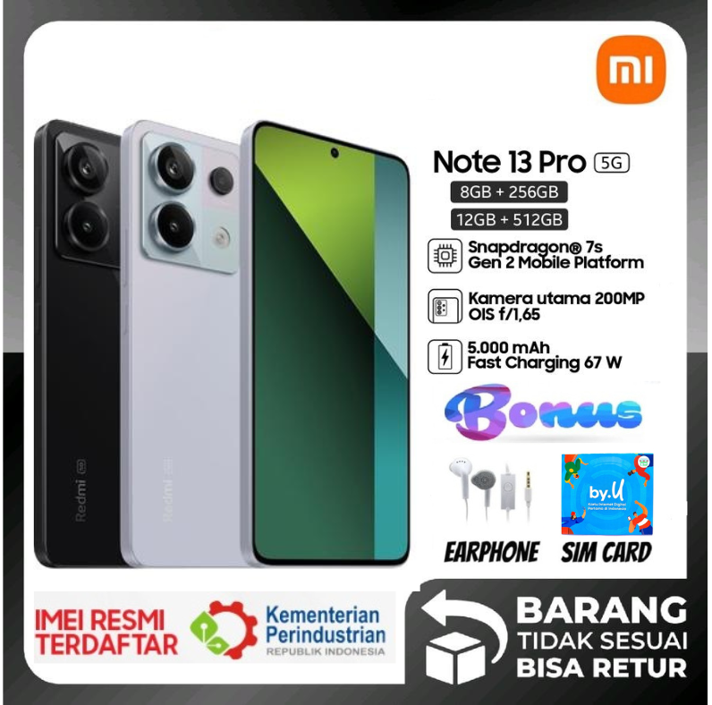 Hp Xiaomi Redmi Note 13 Pro 5g 12/512 Gb Snapdragon 7S Gen 2 - Guaranteed Harga 3,447,200 rupiah*Gratis Ongkir
