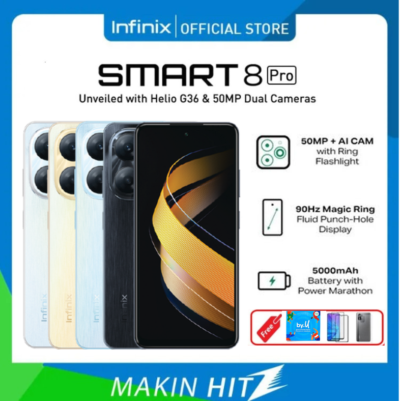INFINIX SMART 8 PRO RAM 8 GB ROM 128 GB Size 6.6 inches , IPS LCD, 90Hz, - PROMO Giá 1,320,000 Đồng*Miễn phí vận chuyển
