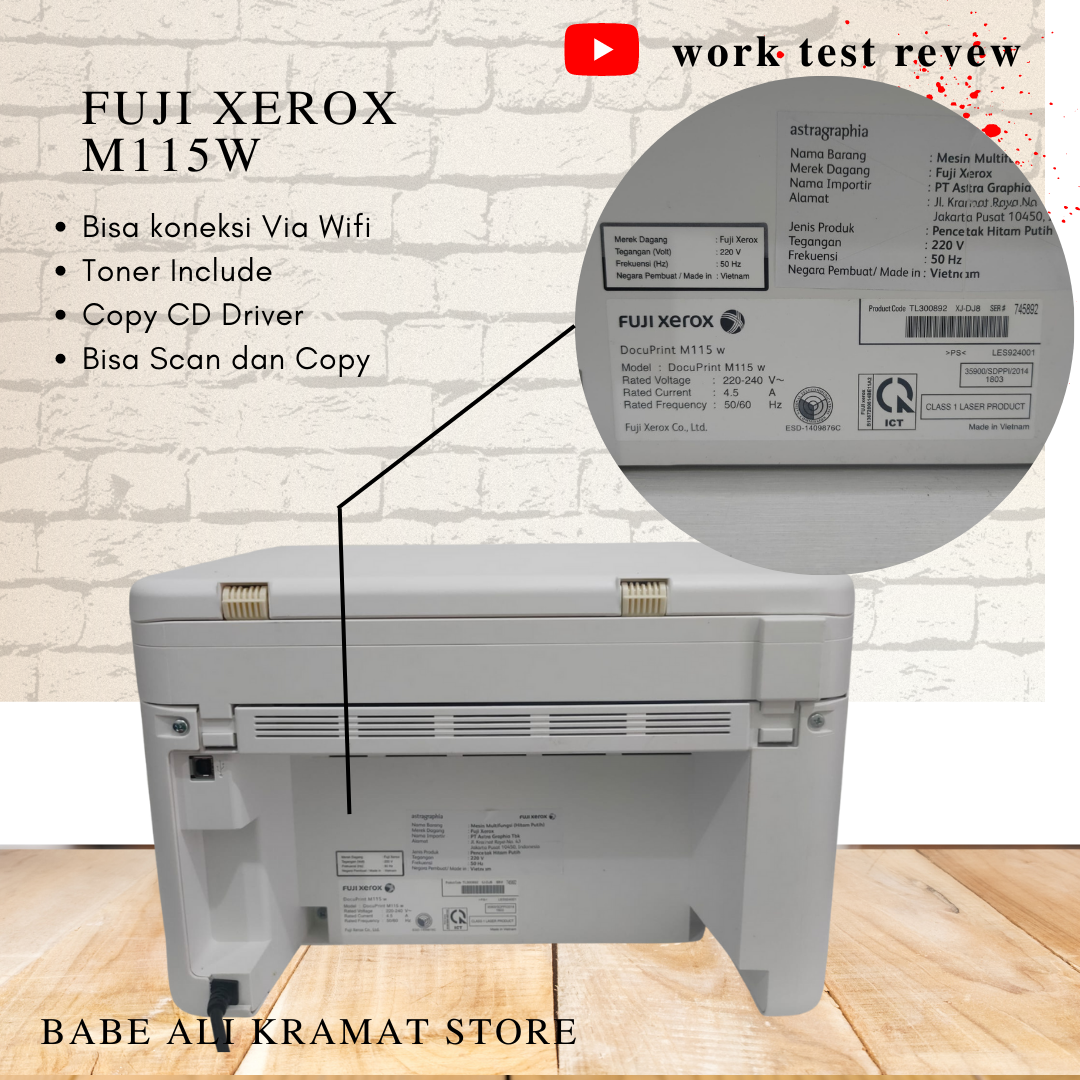 Printer Laserjet Fuji Xerox DocuPrint M115W Print Scan Copy Wifi