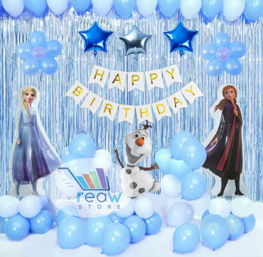 Paket Dekorasi Hiasan Balon Ulang Tahun Happy Birthday Tema Frozen 04