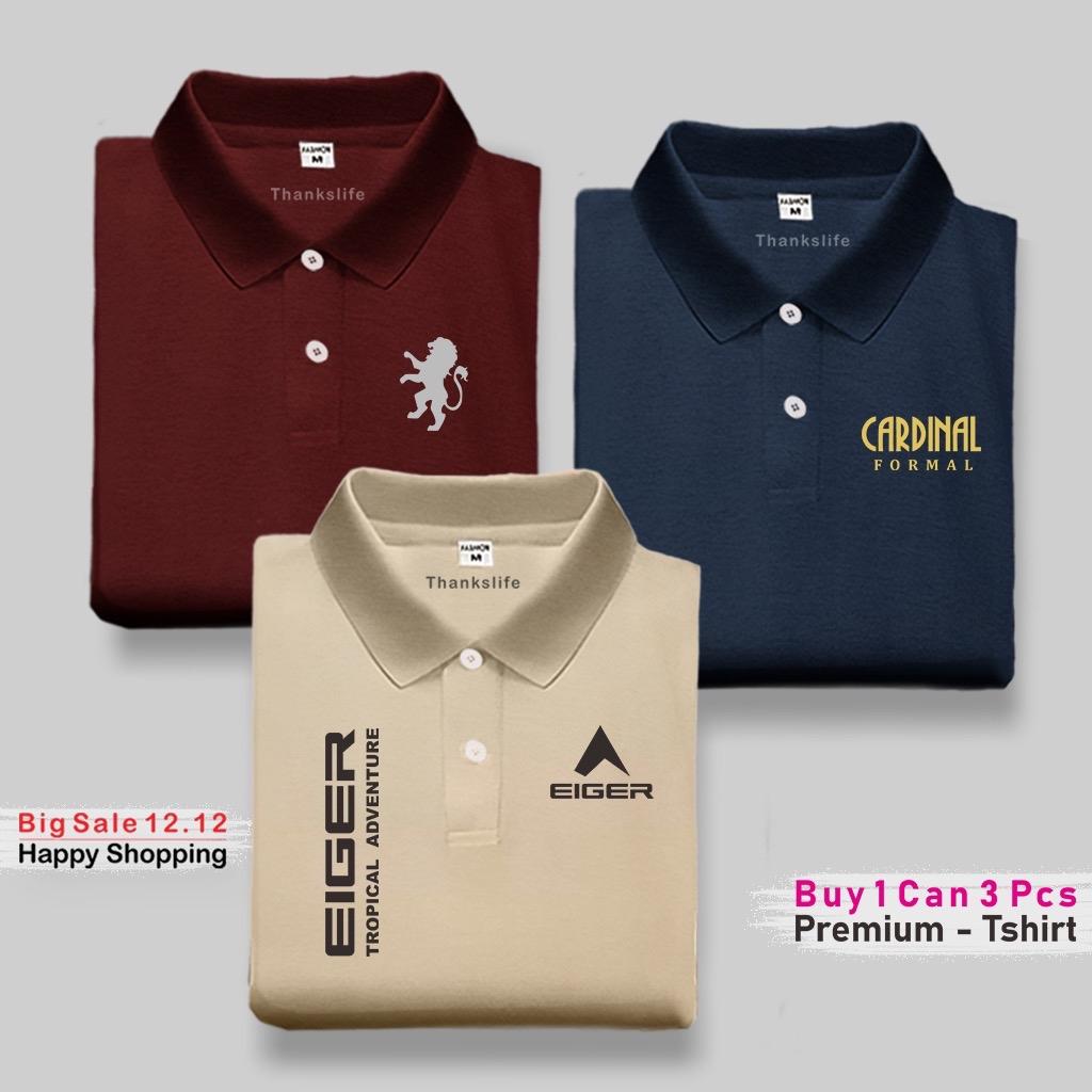 Kaos kerah pria wanita beli 1 dapat 3 pcs singa Katun kaos kerah pria dewasa