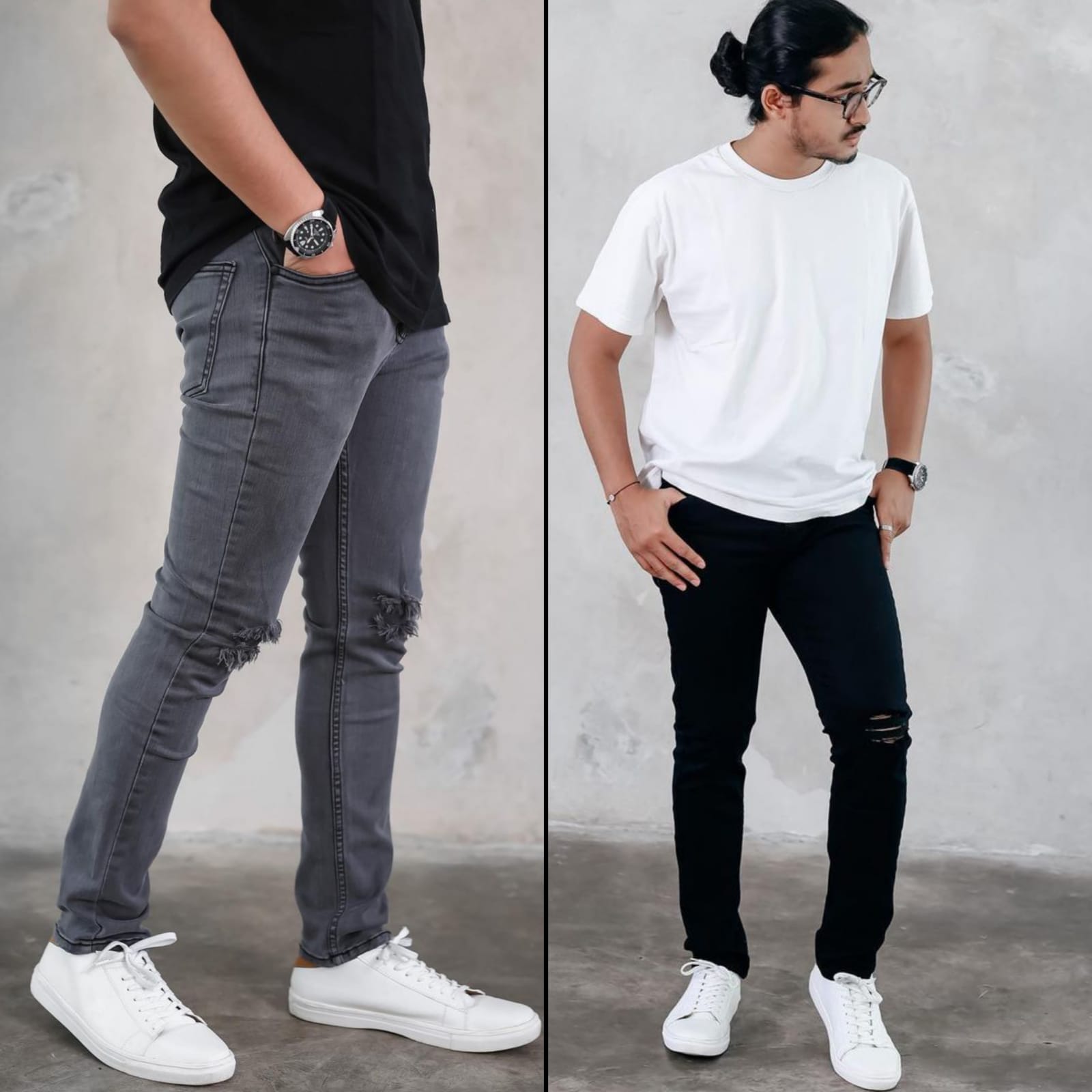 CELANA JEANS PRIA SOBEK LUTUT CELAN 