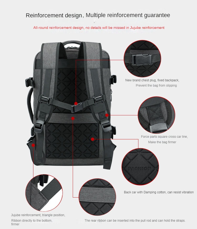 RZTX 8827-2 Tas Ransel Laptop 17 Inch EXPANDABLE Travel Bodypack