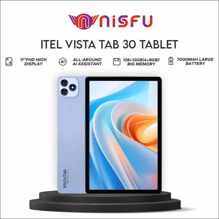 itel VistaTab 30 Tablet- 4GB+128GB - 11" FHD+ IPS Display Screen - 7000mAh - Dual Speakers- AI Assistant with Learning Center for kid Harga 1,999,000 rupiah*Gratis Ongkir