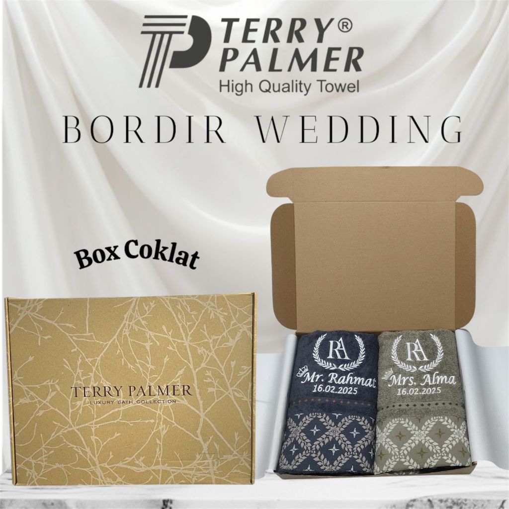 Handuk Seserahan/Couple Bordir (2 Pcs) & Bordir Single (1 Pcs) Terry Palmer Signature 70x140 cm