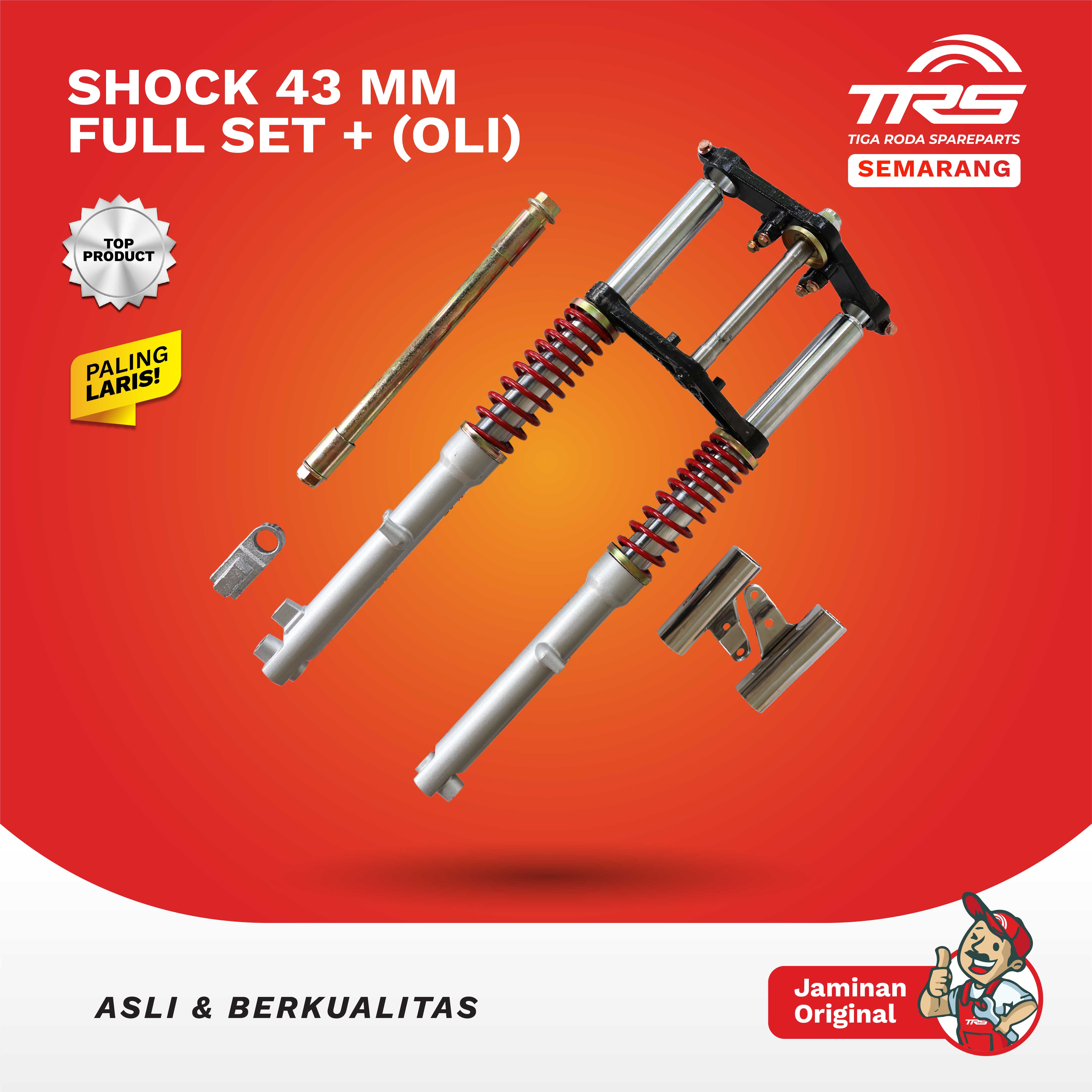 Trs Shock Full Set Shock Fullset 43mm Shockbreaker Motorcycle Tricycle Tossa Nozomi Appktm Jialing Viar 150 200 New Spareparts Original Trs Semarang Harga 1,171,682 rupiah*Gratis Ongkir