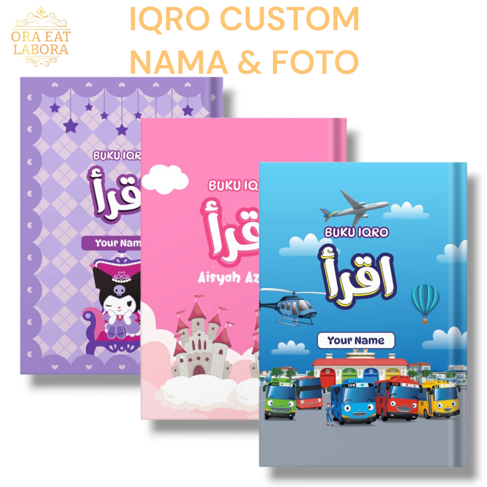 QRO Custom Anak Milenial Hardcover Full Color Free Tulis Nama & Foto Buku Iqro A5 Custom Jilid 1 - 6 L…