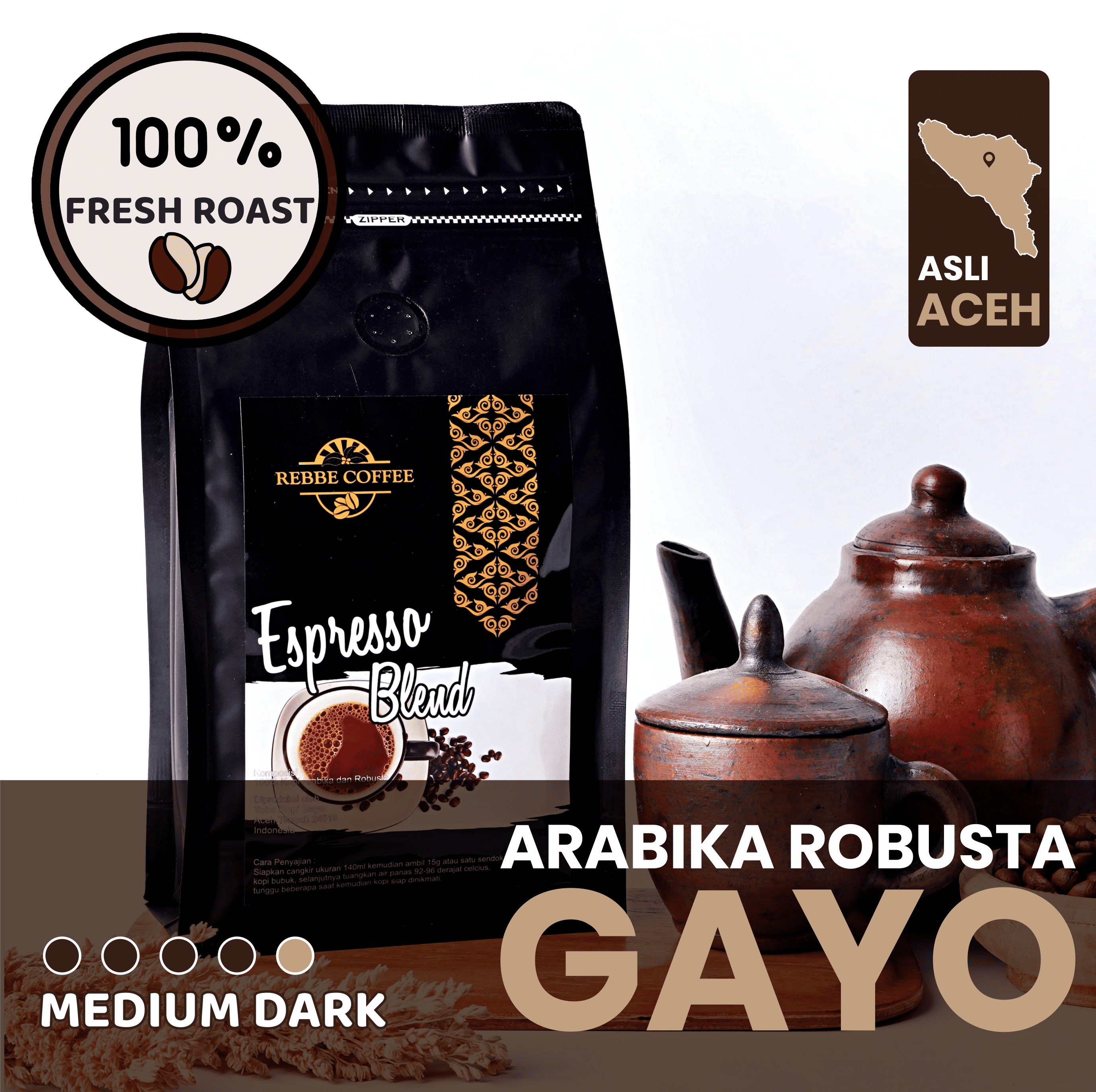 KOPI GAYO ACEH ARABIKA PEABERRY GOLDEN ESPRESSO 500G Kopi Bubuk