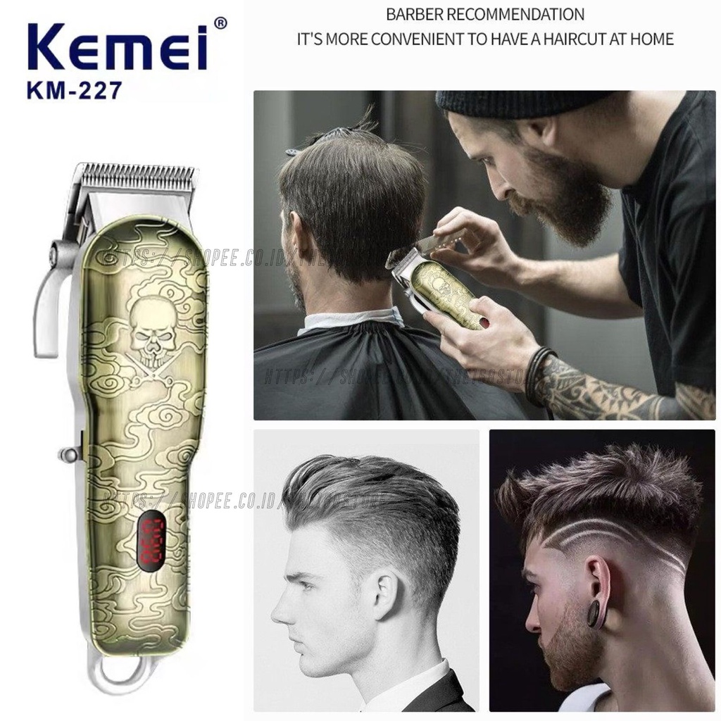 Alat Cukur Rambut Kemei KM-227 Professional Hair Clipper Cordless Electric LCD Display Mesin Cukuran KM 227 | Lazada Indonesia