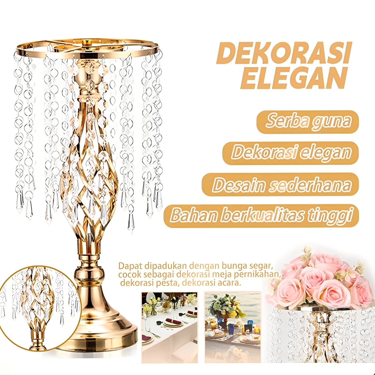 Baru Vase Pernikahan Alat Peraga Jalan Memimpin Besi Putri Duyung Emas Candlestick Meja Utama Vas Set…