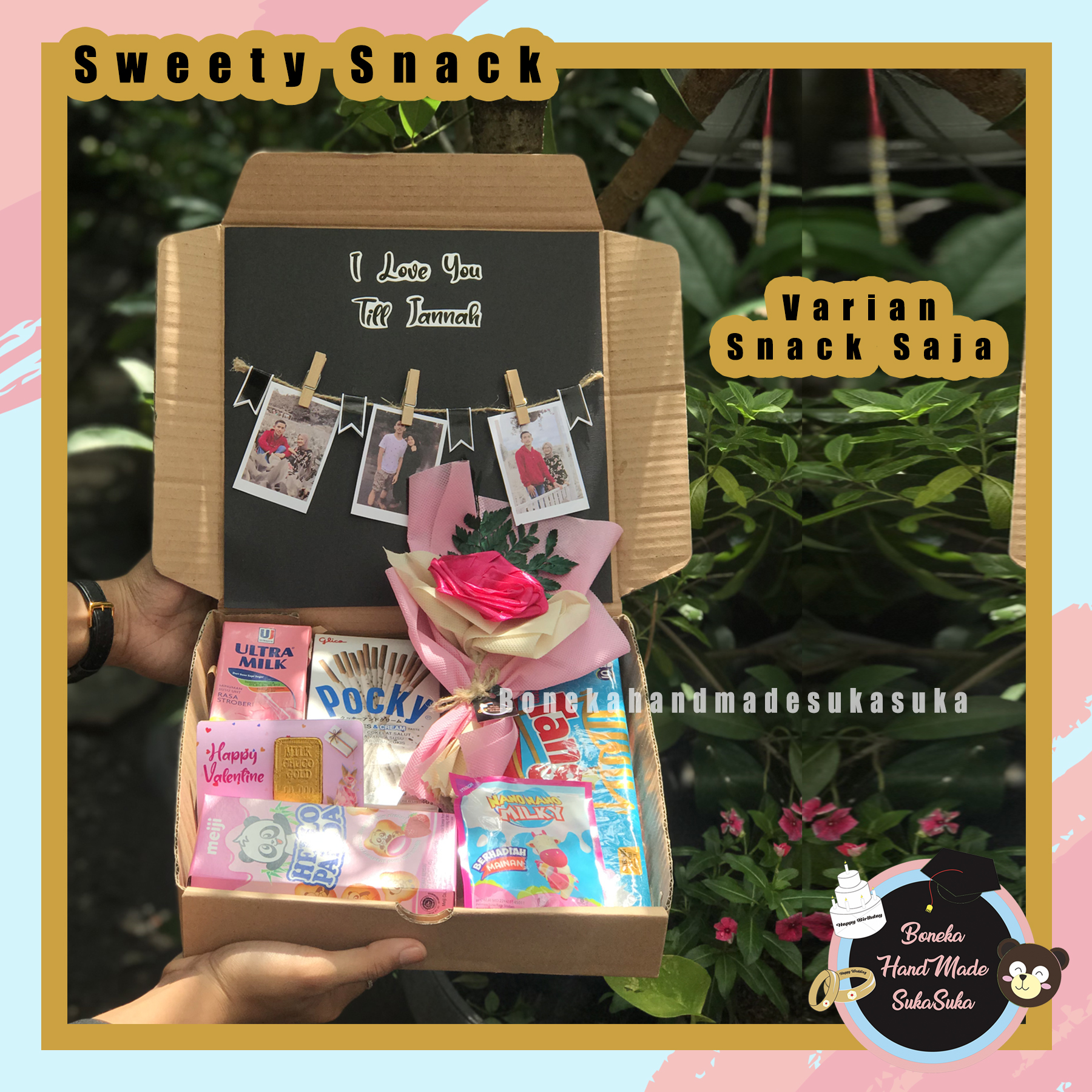 Snack BOX Kado Ulang Tahun Kado Untuk Pacar Hadiah Ultah Makanan Minuman Unik Foto Custom 24 Feed Murah