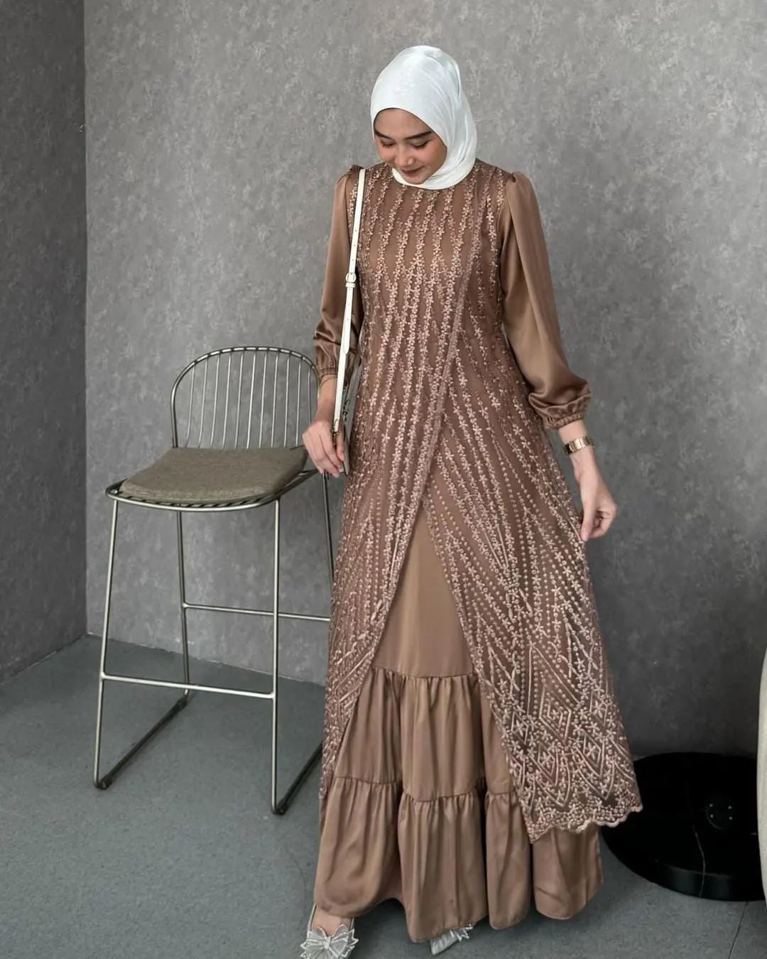 Gamis kondangan terbaru 2024 Olivia Dress Bahan Velvet Mix