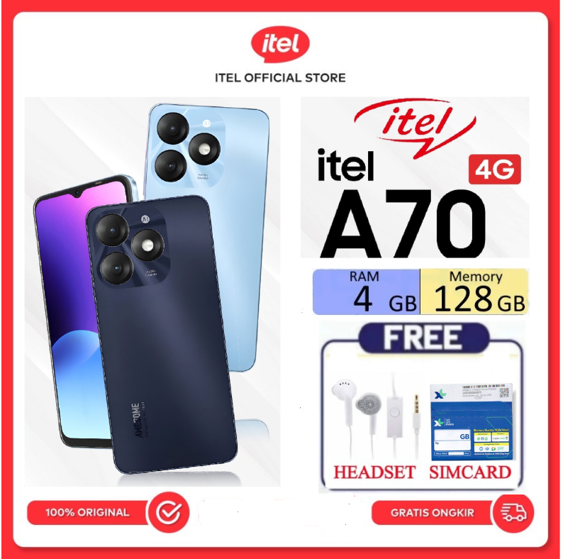 Itel A70 RAM 4/64 & 4/128 GB 6.6 inches Garansi Sein - Bonus Promo Giá 1,150,000 Đồng*Miễn phí vận chuyển
