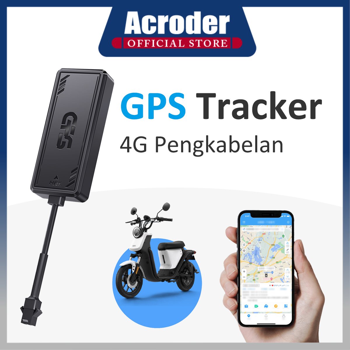 Acroder Gps Tracker Motorcycle 4g App Control to Turn Off Engine Disassembly Alarm Harga 139,000 rupiah*Gratis Ongkir