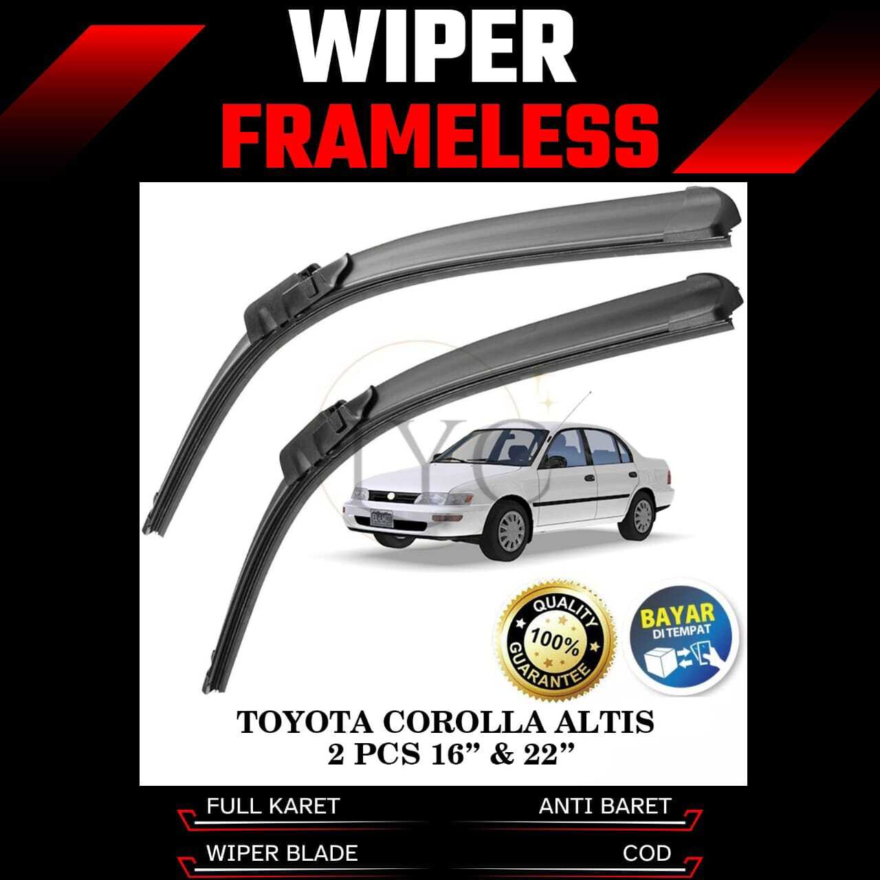 Wiper Frameless Full Karet Toyota Corolla Altis/All New Corolla Altis Wiper Blade Wiper Depan 1 Set Harga  55,000 Ringgit*Penghantaran Percuma