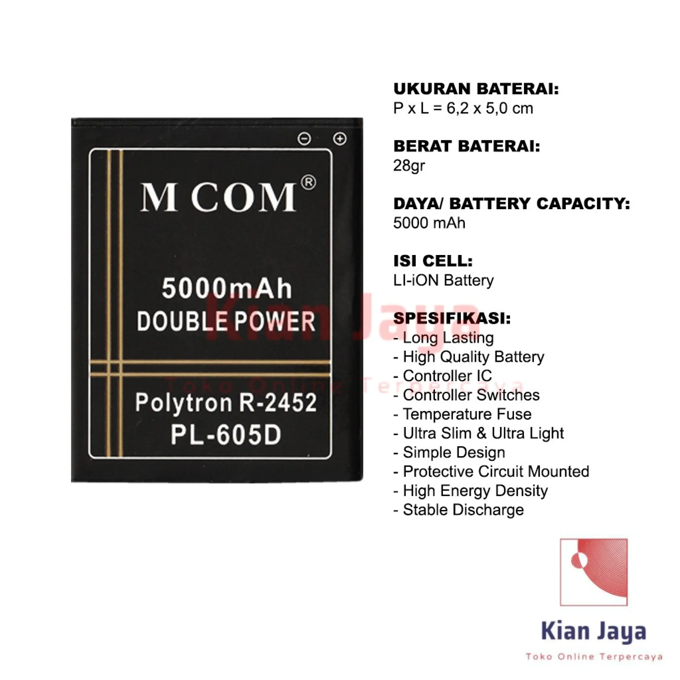 Mcom Baterai Hp Polytron Rocket S1 R2452 S2 R2457 Pl6q5d Pl6q5a Original Double Power Batre Batrai Battery Ori Lazada Indonesia