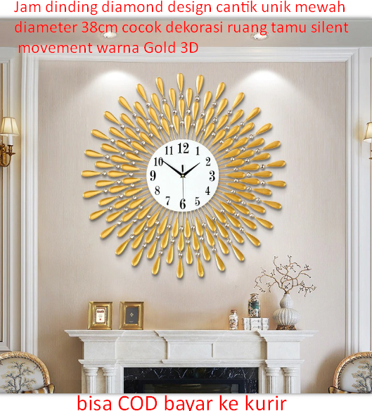 Harga lampu hias	 Jam Dinding Diamond Design Cantik Unik Mewah Diameter 38Cm Cocok Dekorasi Ruang Tamu Silent Movement 	