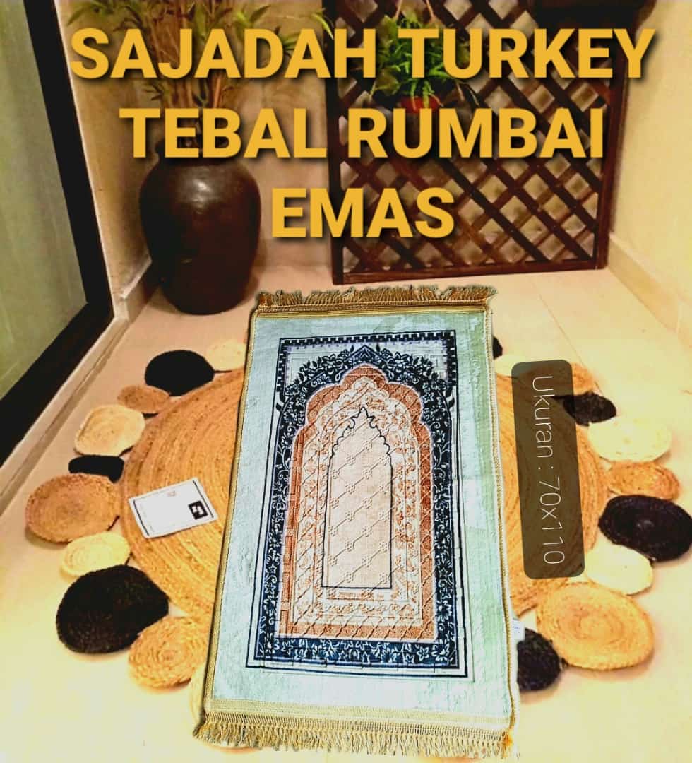 Harga Sajadah Turkey Rumbai Emas Lembut dan Empuk Ukuran 110 x 70 Ukuran Jumbo Bahan Tebal,lembut dan…