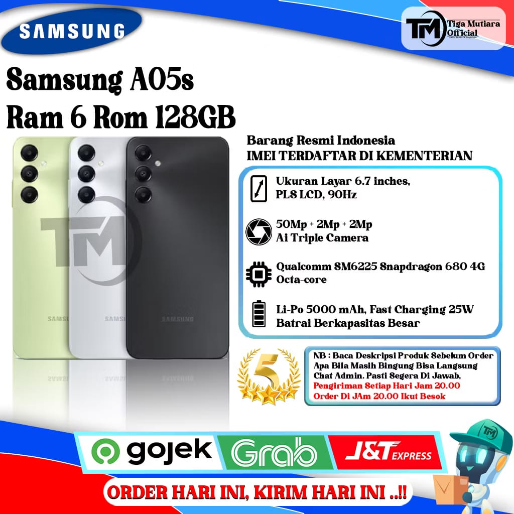Samsung Galaxy A05s Ram 6 Rom 128GB Harga 1,780,000 rupiah*Gratis Ongkir