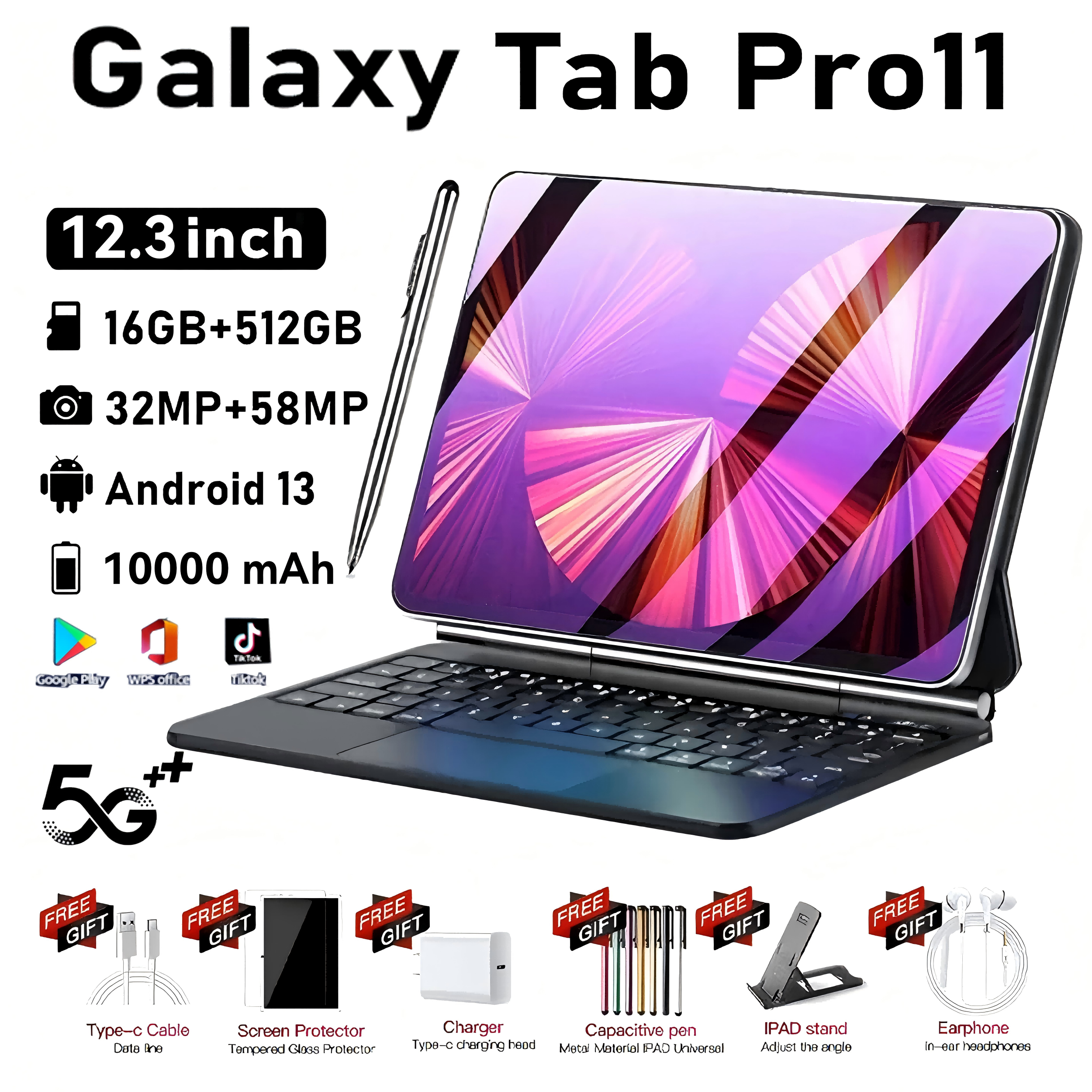 【Can co】original Galaxy pro11 new cheap tablet 12.3inch (ram16gb + rom512gb) pro11 tab high-definition screen learning tablet computer office Entertainment Android tablets tablets hot sale dual SIM/WiFi Tablets brand new authentic eye protection screen Harga 649,999 rupiah*Gratis Ongkir