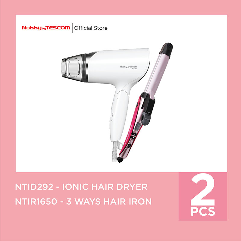 Bundling Tescom Ionic Hair Dryer NTID292 - 3 Ways Hair Iron NTIR1650