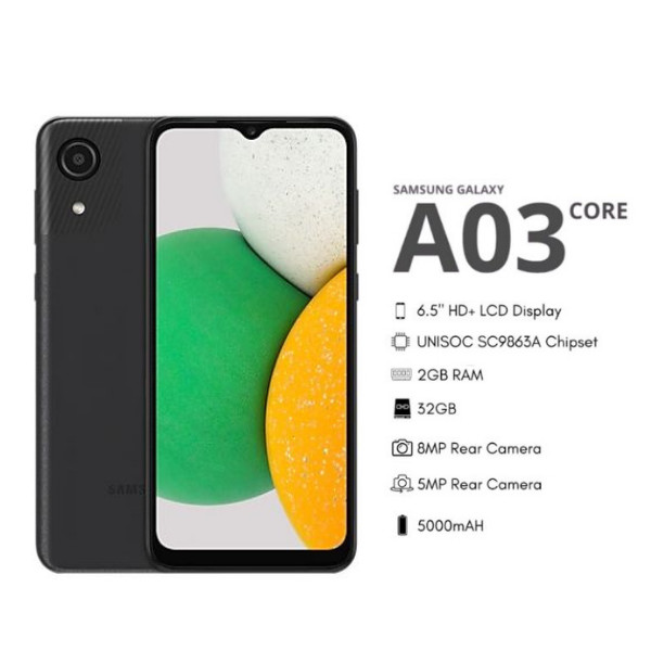 SAMSUNG GALAXY A03 CORE 2/32 GARANSI RESMI SEIN Harga 1,065,000 rupiah*Gratis Ongkir