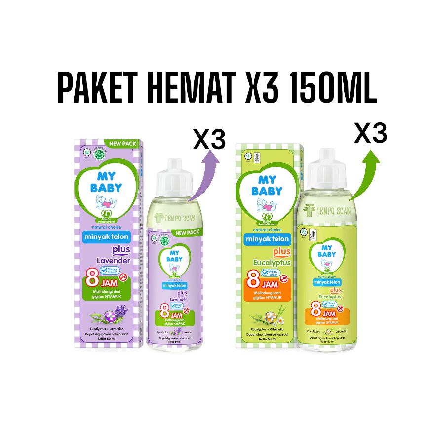 Cheap (3Pcs) Telon Plus My Baby Oil 8 Hours Eucalyptus & Lavender Aroma | 150ml | Expd. 2027 Harga 93,222 rupiah*Gratis Ongkir