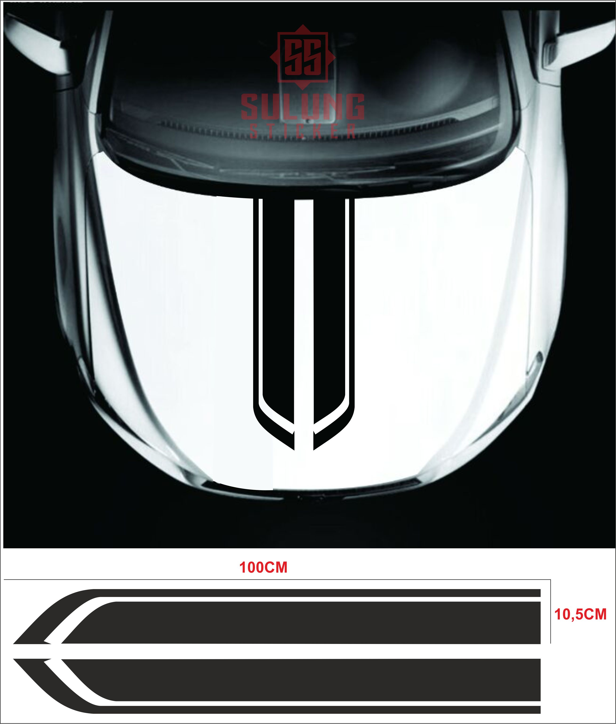 Sticker vinyl engine hood car newest variation cutting cool decor Toyota Honda Daihatsu Harga 25,900 rupiah*Gratis Ongkir