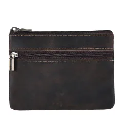 Dompet Koin dengan Gantungan Kunci Kulit Premium - Dompet Kartu Pria Wanita Kulit Sapi