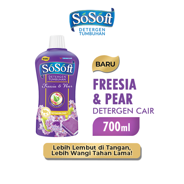 SoSoft Deterjen Cair Freesia & Pear Botol 700ml Harga 20,000 rupiah*Gratis Ongkir